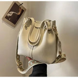 Purpdrank  High Quality Solid PU Bucket Shoulder Soft Crossbody Bags Korean High-end Design Large Capacity Women's Handbags
