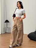 Purpdrank  Spring and Summer Loose Casual American Wide-leg Pants Street Pocket Women's Overalls