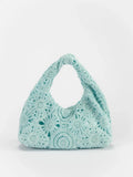 Purpdrank  Pattern Hollow Woven Shoulder Bag Bohemia Straw Beach Bag Premium Style Travel Must Haves Vacation Beach Handbags Women