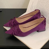 Purpdrank  Brand Pointed Toe Chunky Root Satin Heels Women Bowknot Shallow Design Elegant Party Shoes Fashion Luxury Designer Pumps Ladies