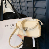 Purpdrank  Loving Heart Buckle Crossbody Bags For Women Luxury Designer Handbags Silver Color Small Shoulder Underarm Phone Bag