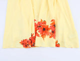 Purpdrank  Summer Short Sleeve V Neck Long Dress Women Yellow Positioning Print A-Line Bohemian Casual Beach Dress
