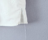 Purpdrank  Sexy White Embroidery Hole Lace Spliced Red Bow V neck Short Puff Sleeve Shirt Women Lacing Up Sashes Back side Zipper Crop Tops