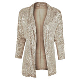 Purpdrank  Spring Sequin Long Sleeve Elegant Midi Women's Blazer Color Block Double Breasted Polyester Fiber Commute Style Fashion