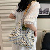 Purpdrank   Women Weaving Clutches Top-handle Bag Large Portable Shoulder Bag Beach Purses Shopper Satchel Female Tote Bags Handbags