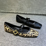 Purpdrank  European and American Design Single Shoes 2024 Spring Autumn New Leopard Pattern Low Heel Mary Jane Strap Women's Single Shoes