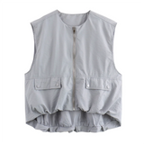 Purpdrank  Spring New Women's Fashion Style Casual Loose Versatile Wrinkled Hem Sleeveless Tank Top