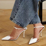 Purpdrank  Summer Sexy Transparent PVC Red Women Sandals Fashion Stiletto High heels Patent Leather Mixed-colors Mules Slides Party Shoes
