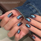 Purpdrank  1Pcs 10ML New Blue Nails Whitening Nail Art Super Flash Purple Blue Glass Bead Cat Eye Gel Nail Polish Autumn Nails