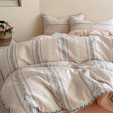 Purpdrank  100% Cotton Floral Bedding Set Single Queen King Size Washed Cotton Soft Duvet Cover Bed Sheet/Fitted Sheet Pillowcases 3/4Pcs