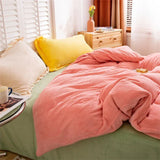 Purpdrank  Velvet Fleece Duvet Cover Winter Thicken Crystal Bedding Set AB Side Candy 4Color/Set Flat Sheet Pillowcase Home Textile
