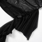 Purpdrank Women Sexy Double Layered Mesh 2 Piece Set Off Shoulder Twist Strapless Crop Top + Ribbon Ruched Mini Skirts Party Clubwear Suit