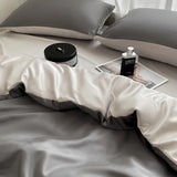 Purpdrank  Nordic Summer Washed Ice Silk Bedding Set with Sheet Duvet Cover Pillowcase Single Couple Bedsheet King Queen Double Twin Size