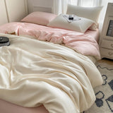 Purpdrank  Nordic Summer Washed Ice Silk Bedding Set with Sheet Duvet Cover Pillowcase Single Couple Bedsheet King Queen Double Twin Size