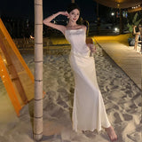 Purpdrank  Thousand Layer Snow Strap Bodycon Dress Autumn Winter French Style Elegant Socialite High-end Exquisite Long Dress