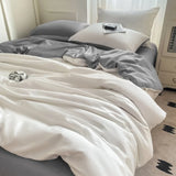 Purpdrank  Nordic Summer Washed Ice Silk Bedding Set with Sheet Duvet Cover Pillowcase Single Couple Bedsheet King Queen Double Twin Size