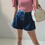 Purpdrank  Spring Summer Lace Patchwork Women's Denim Short Pants 2025 High Waist Casual Loose Jeans Wide Leg Shorts for Women