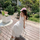 Purpdrank  White French Style Strapless Dress Women's Spring Summer Beach Vacation Short Size 150 Cake Skirt XS 145 Polyester Fiber