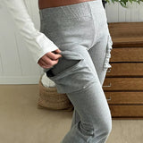 Purpdrank  Hottie Girl Gray Casual Chic Pockets With Zipper Patchwork Elastic Waisted Skinny Flare Pants High Street Outfit Sweatpants