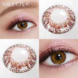 Purpdrank  2Pcs Eyes Contacts Lenses with Prescription Myopia Green Eyes Colored Lenses Beauty Pupil Diameter 14.5mm Yearly Use