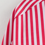 Purpdrank  Spring New Women's Fashion Style Casual Versatile Curled Cuff Stripe Loose Shirt Top