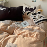 Purpdrank  Super Soft Cloud Wash Cotton Four-Piece Set of Student Dormitory Three-Piece Set of Bed Bamboo Cartoon Bedding Set