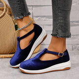 Purpdrank  New Spring Flat Women's Casual Shoes Round Toe Anti-slip Platform Shoes  Breathable Buckle Sneakers
