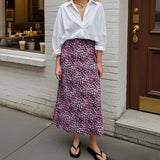 Purpdrank  Summer New Women's Retro Elastic Waist Floral Half length Skirt Fashionable Design Sense Hanging Middle Long Skirt