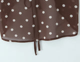 Purpdrank  Sexy Coffee Polka Dot Chiffon Lacing up Backless Camisole Tank Top + Zipper Low Waist Knee Length Mermaid Skirt 2 Pieces 1 Set