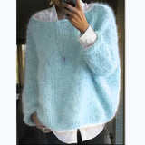 Purpdrank  Fluffy Sweater Women Autumn Winter Knit Pullover Long Sleeve Coat Design Loose Tops Women's Clothing Trends Casual Jumper New