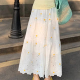Purpdrank  Women Skirt Sweet Floral Embroidered High Waisted Gentle Skirts 2025 Summer New Slimming Patchwork Faldas Clothes