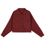 Purpdrank  Short Denim Coat Female Tide ins Autumn and Winter Loose Korean Version of Everything Casual Tooling Small Top Solid Color