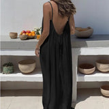 Purpdrank  New Women Strapless Backless Loose Loungewear Dress Skin Friendly Comfortable Home Spaghetti Strap Solid Color Plus Size Dress