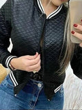 Purpdrank  Autumn Jackets 2025 Women's Casual Solid Color Long Sleeve Zipper Quilted Skinny Fit Daily Basic Jackets