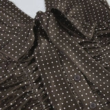 Purpdrank  American Retro Women T Shirts Brown Polka Dot Button Lace Up Slim Fit T-shirt Casual Street Short Sleeved Harajuku Tee