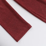 Purpdrank  Spring Fall New Fashion Sexy Lady V-Neck Long Sleeve Bright Silk Slit Dress Shiny Wrap Hip Mini Skirt Girl Casual Clothes Dr439