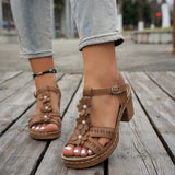 Purpdrank  Low Sandals Woman Leather Buckle Strap 2025 Summer Increasing Height Clear Heels Suit Female Beige Large Size Women’s Shoes Open
