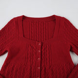 Purpdrank  Casual Solid Sweaters Sweet Loose Square Collar Long Sleeve Knitted Cardigans Women Autumn Winter Streetwear Fashion Ladies