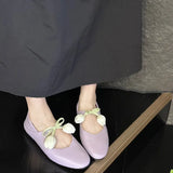 Purpdrank  Round Toe Floral Design Soft Flats Mary Jane Shoes for Women Comfort Low Heel Designer Ballet Flats Ladies Elegant Dress Pumps