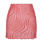 Purpdrank   High Waisted Skirts Women Sexy Cheetah Print Vintage Mini Skirts Fashion Casual Chiffon Mesh Slim Skirt Summer New