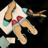 Purpdrank   Fashion Leather Slingbacks Women's Sandals Fashion High Heels Formal Ladies Shoes Sexy Party Sandals Dress Wedding Party Shoes