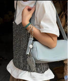 Purpdrank  New Double Zipper Pillow Bags Commuter Versatile Crossbody Niche Design Single Shoulder Underarm Bag for Women
