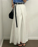 Purpdrank  Spring Summer Front Cross Women's Long Skirts Pockets 2025 New White High Waist Casual Loose Straight Skirts for Women