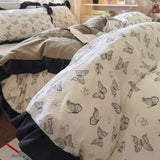 Purpdrank  Princess French Style Bedding Set For Adults Kid Flat Fitted Sheet Set With Pillowcases King Queen Full Bedroom Decor Bedclothes