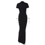 Purpdrank  Sexy Slim Long Dresses For Women Summer Short Sleeve V-neck Bodycon Maxi Dress Elegant Vestidos