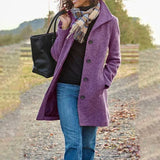 Purpdrank  Autumn and Winter New Women's Coat Retro Mid-length Solid Color Woolen Coat
