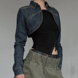 Purpdrank  Retro Washed Denim Jacket Coat Outerwears New Arrivals Street Fashion Cropped Jean Jackets