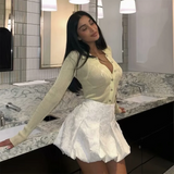 Purpdrank  Spring New Women's Fashion and Elegance Slim Fit Versatile Jacquard Lantern Mini Skirt