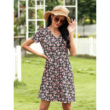 Purpdrank  Autumn And Winter Dress Female Long Sleeves Round Collar Slim Temperament Joker Printing And Dyeing Skirt Female