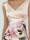 Purpdrank  New Office Elegant V Neck Women's Dress Spring Floral Print Slim Party Dresses Summer Sleeveless Back Zippers Holiday Dress